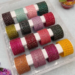 Luxurious   16   Colors   Square   Cut   Design   Glass   Bangle   Box   -   074