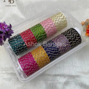 Luxurious   10   Colors   Resham   Design   Glass   Bangle   Box   -   073