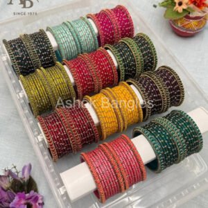 Luxurious   11   Colors   Square   Cut   Design   With   Sparkle   Kada   Glass   Bangle   Box   -   075
