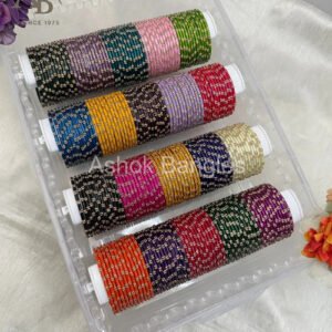 Luxurious   20   Colors   Resham   Design   Glass   Bangle   Box   -   071