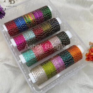 Luxurious   20   Colors   Watery   Resham   Design   Glass   Bangle   Box   -   072