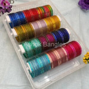 Luxurious   Rain   Drop   Glass   Bangles   with   Water   Drop   Kadas   12   Color   Box   -   062
