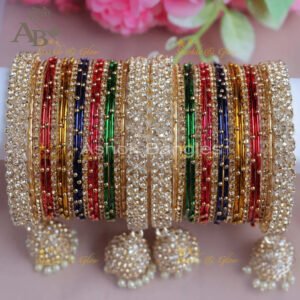 Multicolored Premium Wedding Bangle Set - Two hand