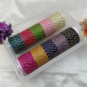 Luxurious   10   Colors   Resham   Design   Glass   Bangle   Box   -   073
