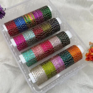 Luxurious   20   Colors   Watery   Resham   Design   Glass   Bangle   Box   -   072