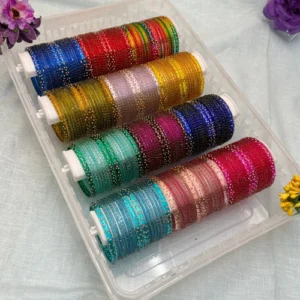 Luxurious   Rain   Drop   Glass   Bangles   with   Water   Drop   Kadas   12   Color   Box   -   062