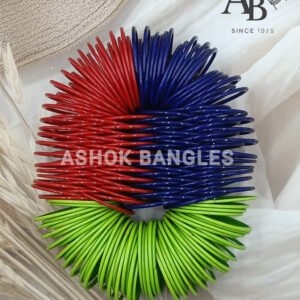 Ashok Bangles - Multi-Color Glass Bangles (Red, Blue, Green)