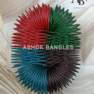 Ashok Bangles - Multi-Color Glass Bangles (Red, Green, Blue, Brown)
