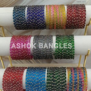 Ashok Bangles - Multi-Color Glass Bangles with Rhinestone Embellishments